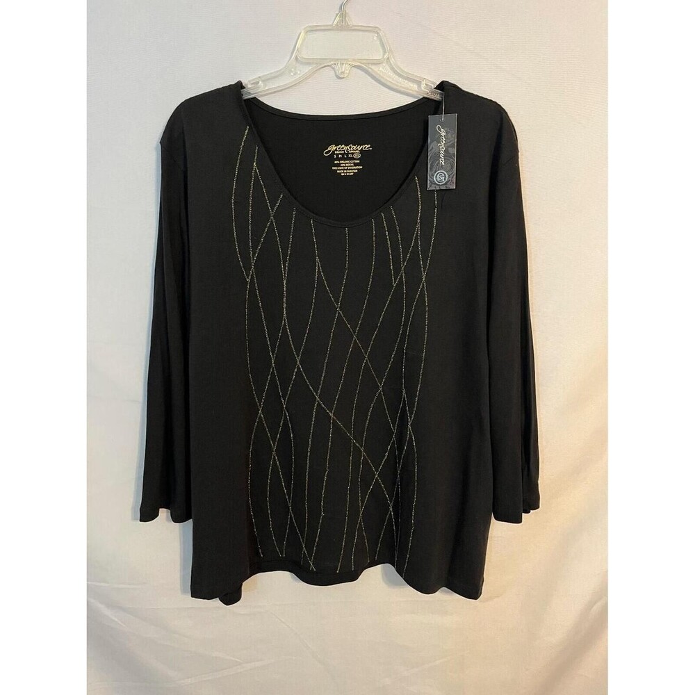 Greensource Brand Apparel Women's Black Gold Shimmer Top NWT Size 2XL